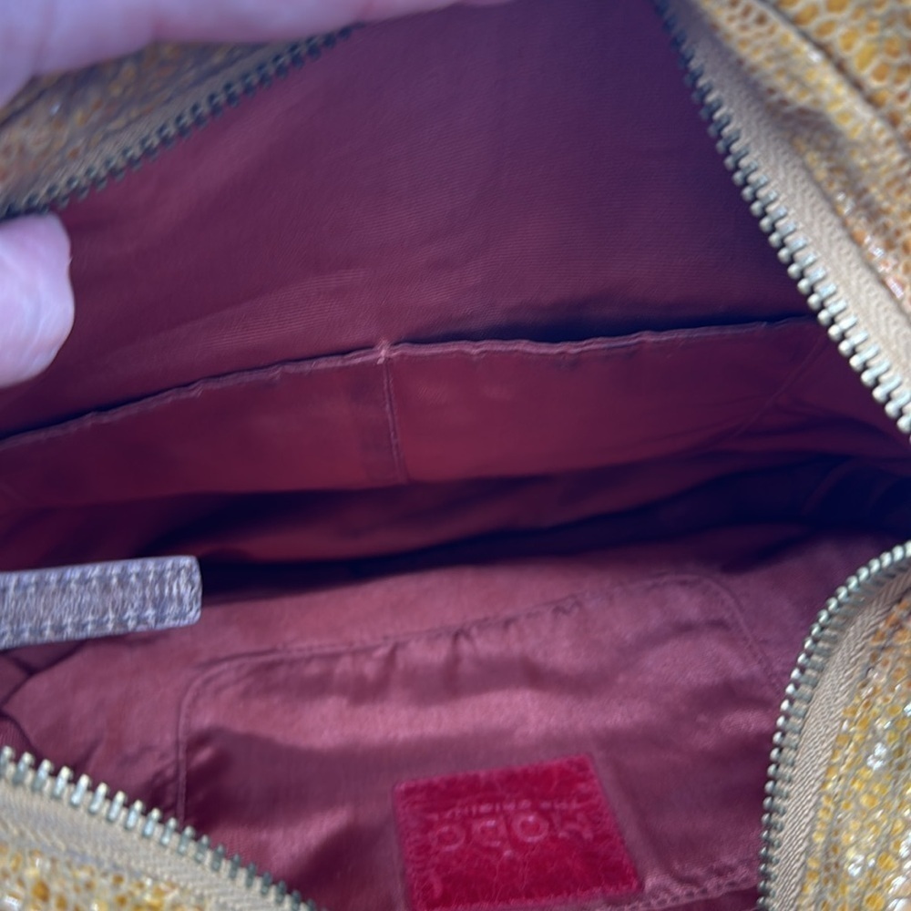 Hobo International Gold Yellow Hobo Bag Snakeskin Pattern with Leather Handle - Picture 11 of 16